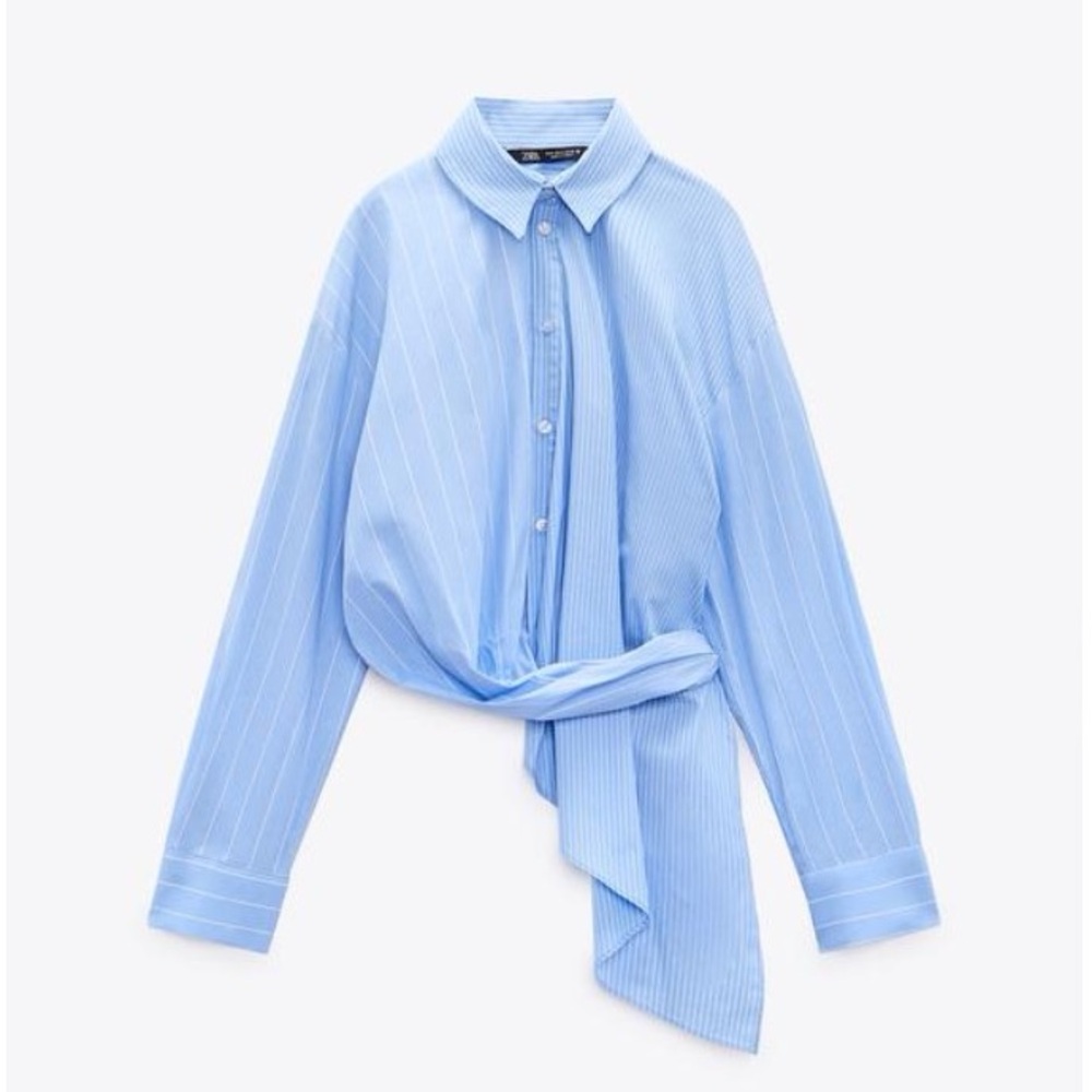 Blue Striped Button-Up Blouse